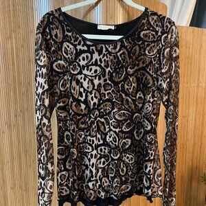 Mesh Animal Print/Flower Print Top